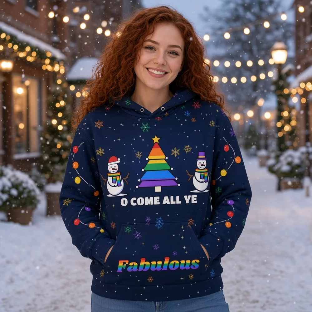 O Come All Ye Fabulous – All-Over Print Hoodie